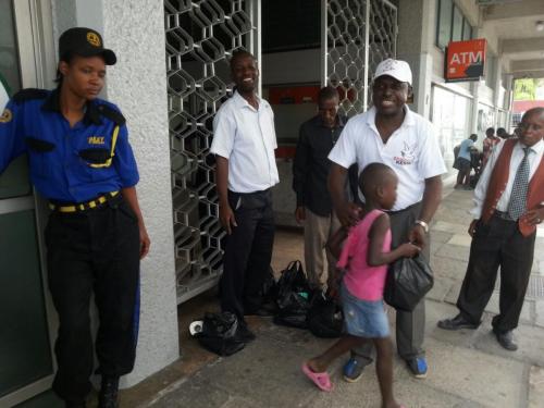Reverend Barnet Kapten giving out Christmas presents to the homeless 